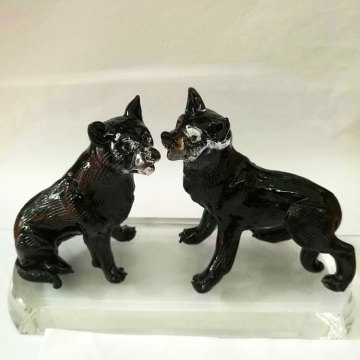 Estatuetas de animais de cristal na moda antique vidro animal figurines decoração cão artesanato em vidro